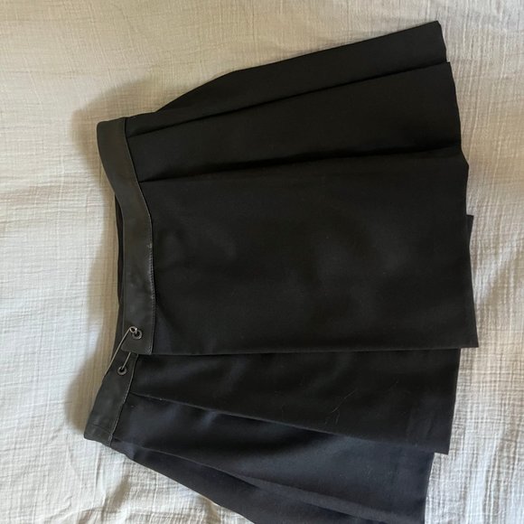 Diesel O-Rukan Wool Blend Safety Pin Leather Trim Pleated Mini Skirt In Black - Picture 5 of 7